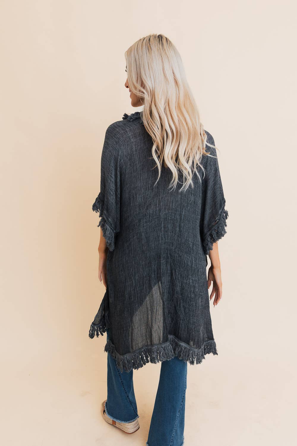 Sunbleached Fringe Ruffle Kimono