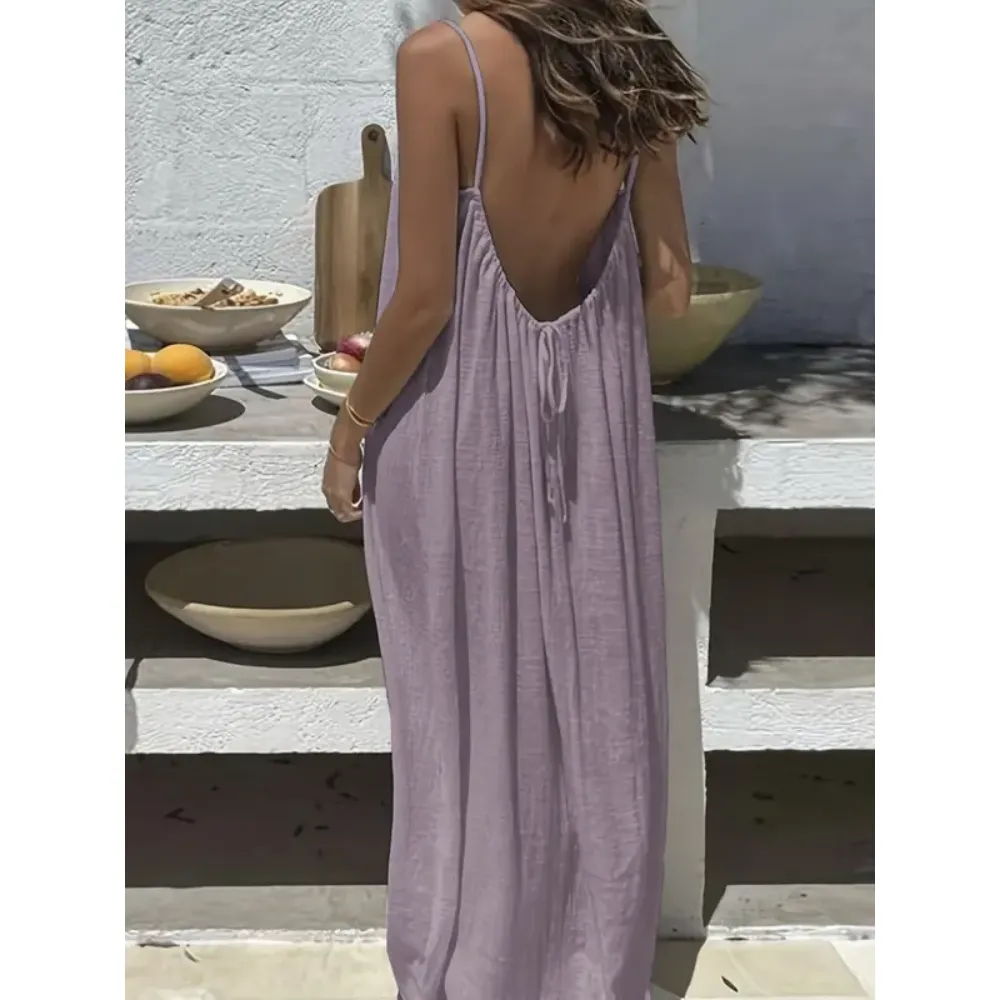 Women's Solid Color Backless Cami Dress