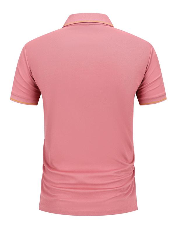 Men's Regular Fit Letter Print Contrast Trim Polo Shirt