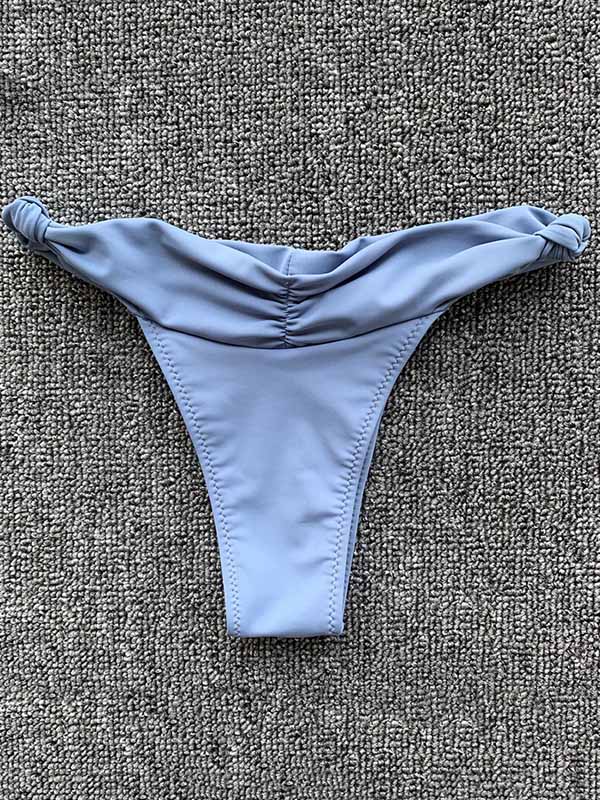 Solid Color Bandage Triangles Split Bikini Swimsuit