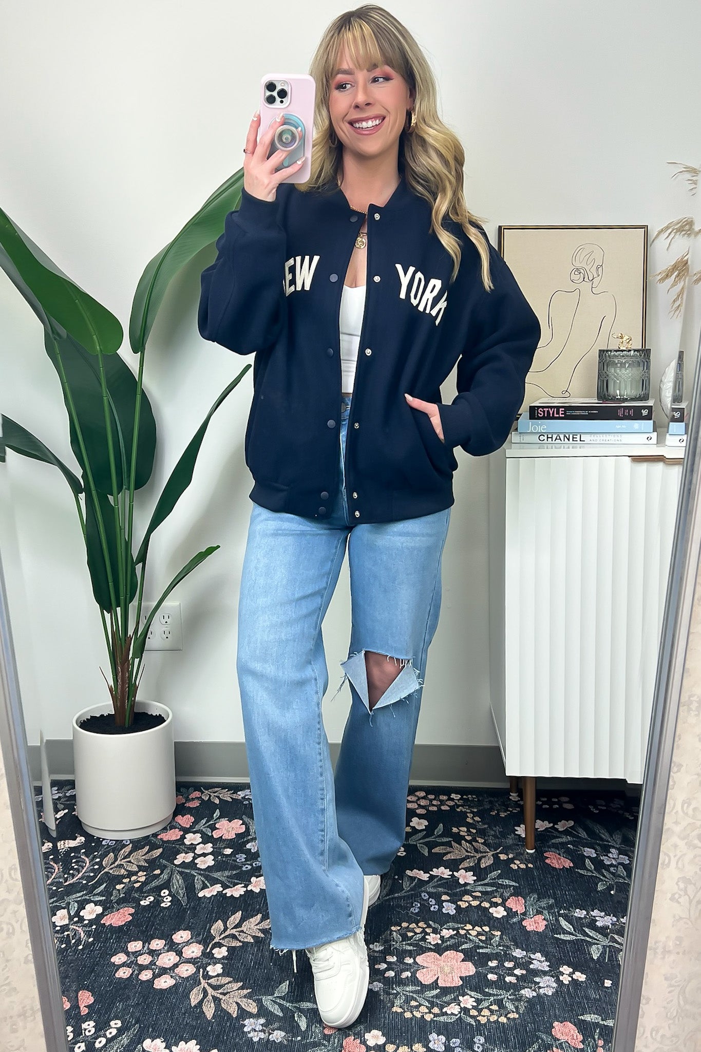 New York Button Up Varsity Jacket