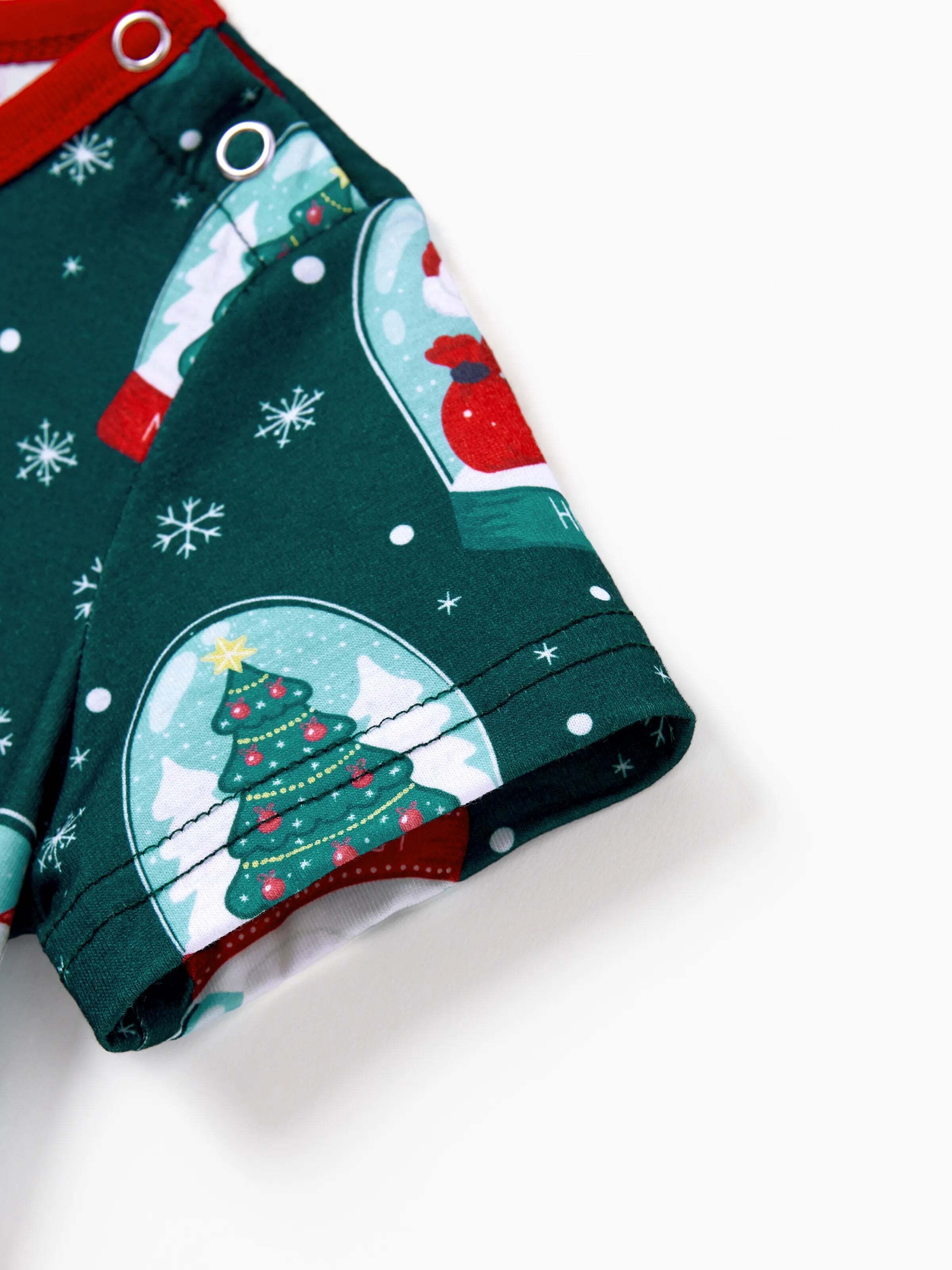Christmas Matching Family Pajamas Set Santa Claus Christmas-themed Print PJS Turquoise