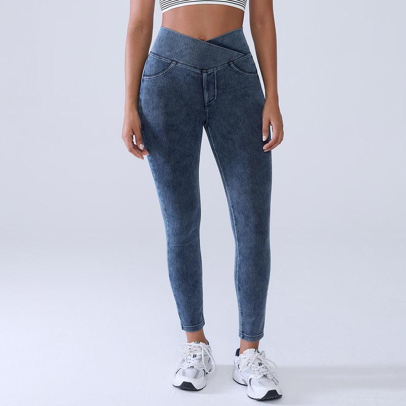 Women’s High-Waisted Bootcut Flare Jeans – Crossover Waist, Stretch Denim & Back Pockets