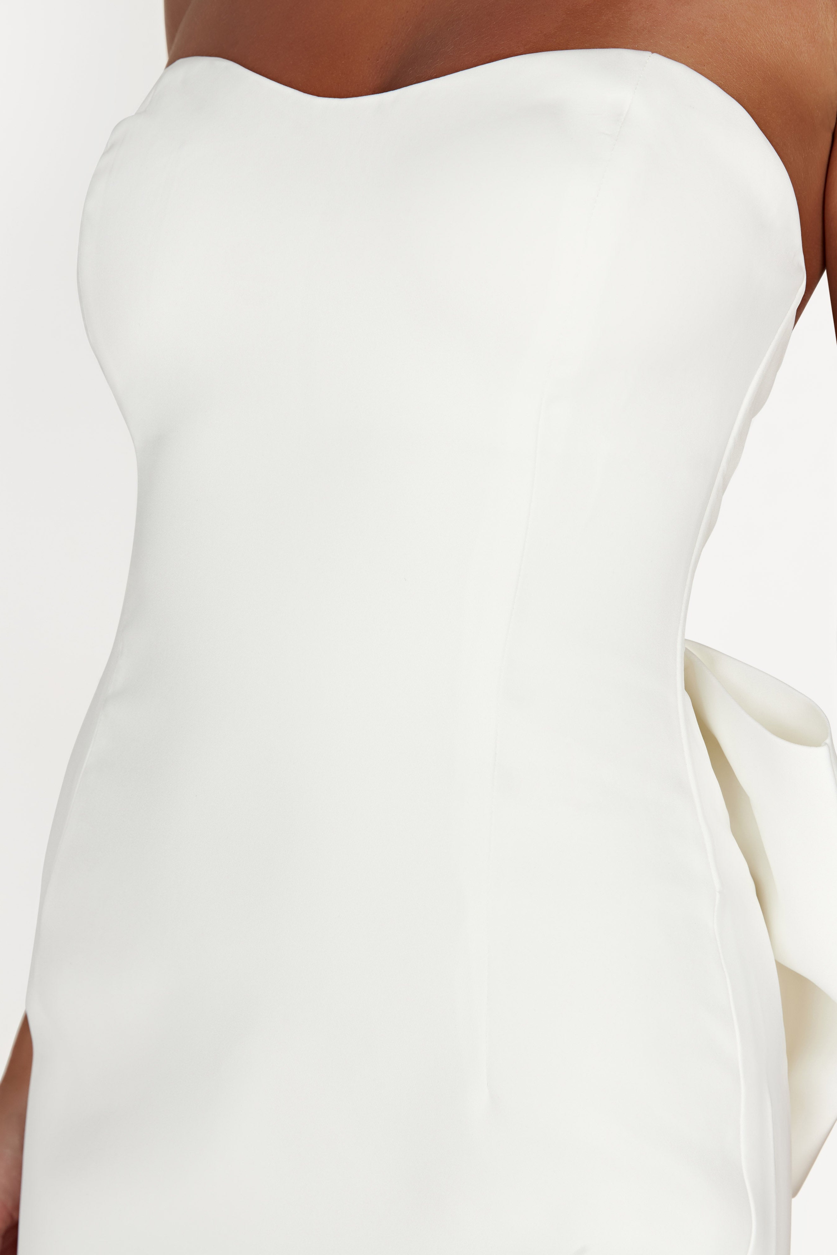 White Strapless Bow Mini Dress