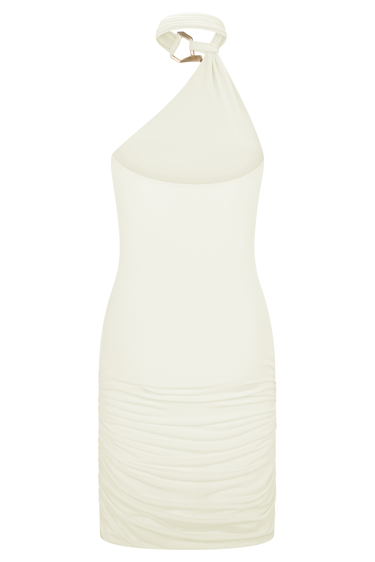 Ivory Slinky Halter Mini Dress