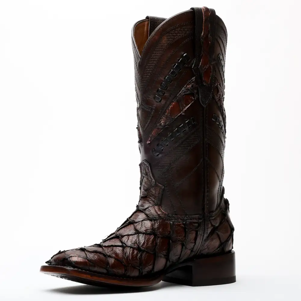 AUTHENTIC Brown Pirarucu Boots - Square Toe