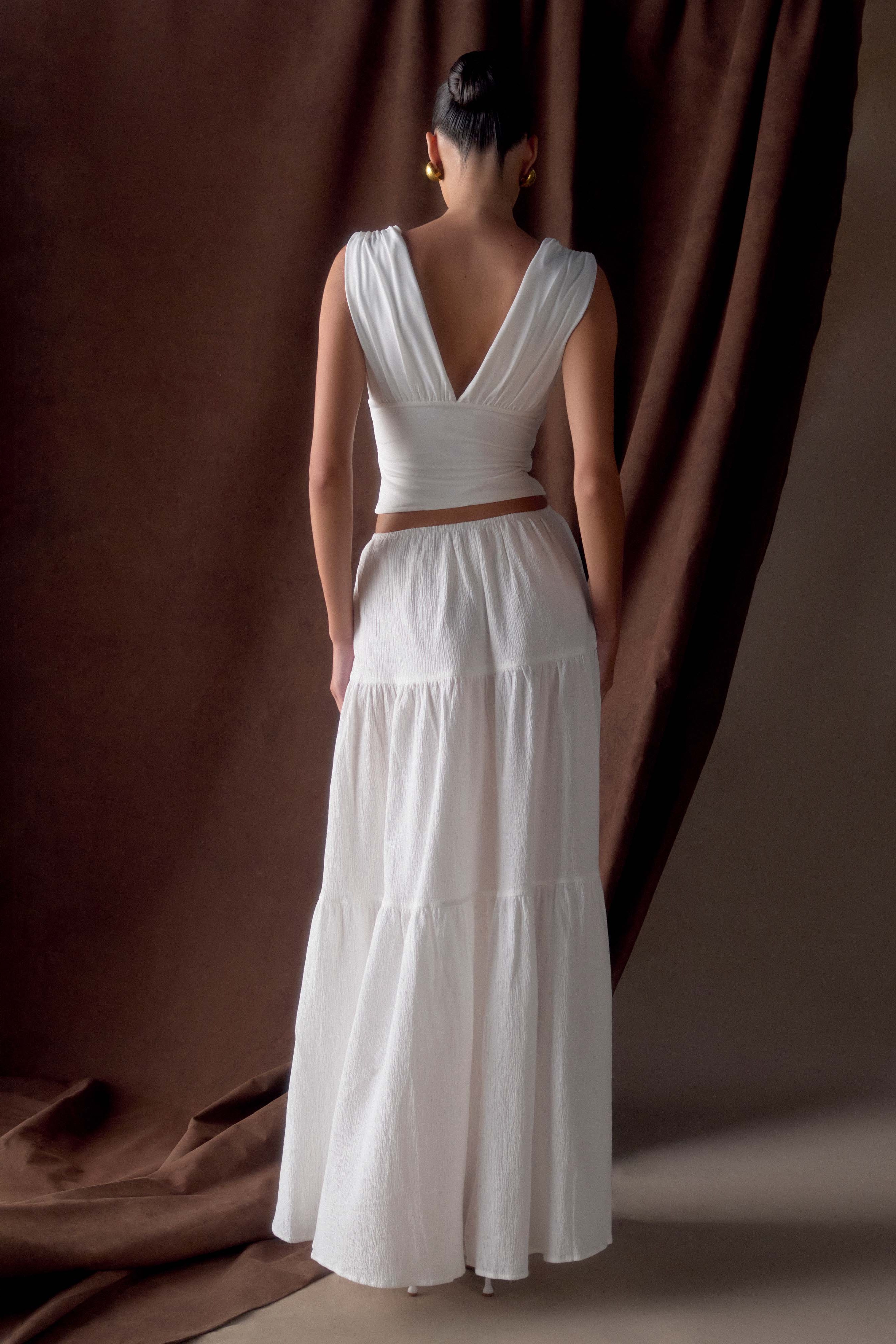 White Cotton Maxi Skirt