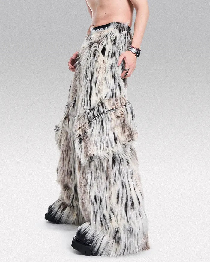 Thick Faux Fur Wide Leg Pants