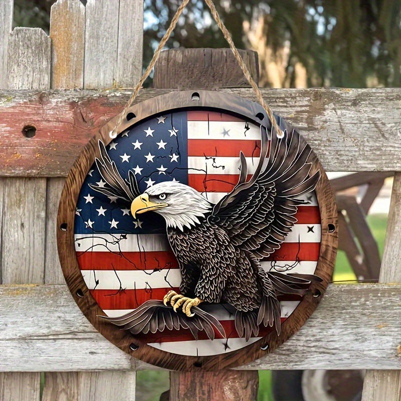 Patriotic Eagle Welcome Decorative Wooden Door Sign