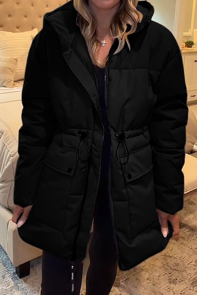 Women's solid color zipper warm down jacket