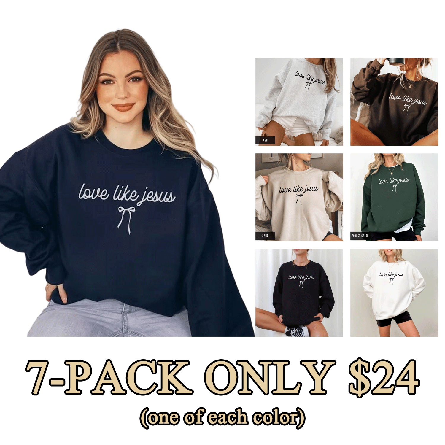 Women’s Faith-Inspired Crewneck Sweatshirt – “Love Like Jesus”