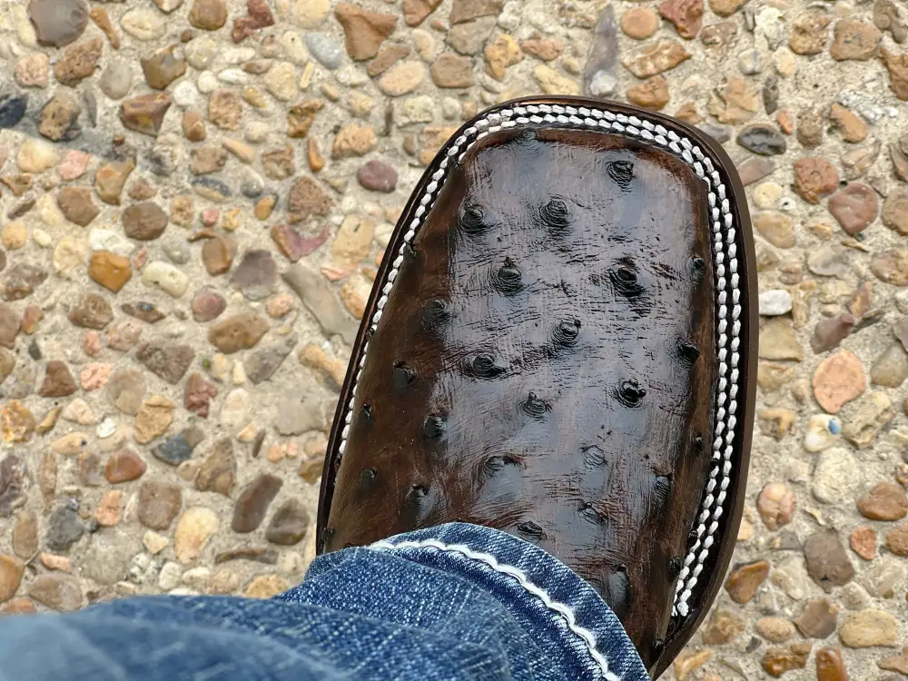 Men’s Brown Ostrich Leather Boots With Green Shaft