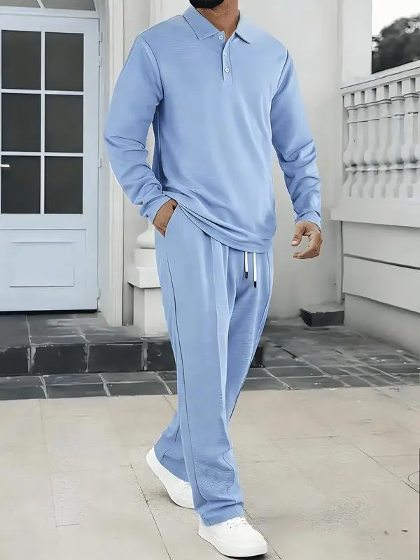 2-piece men's luxury retro suit set - Four season long sleeved jacket and pants with chest pocket