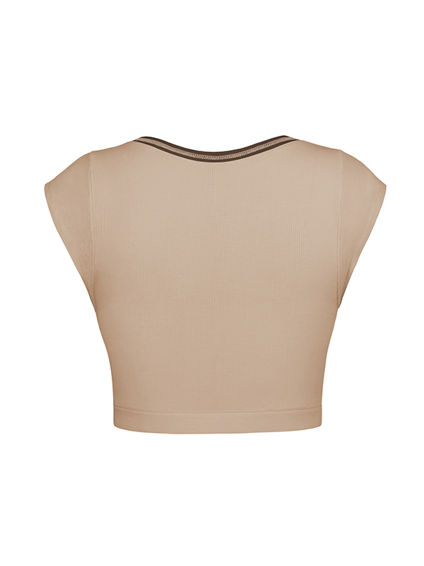 Split-Joint Cap Sleeve Skinny Deep V-Neck Vest Top