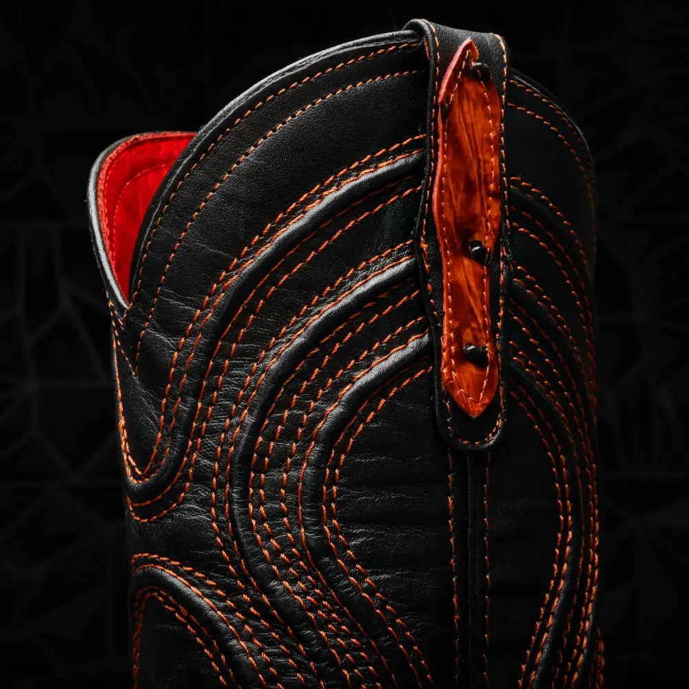 Cognac Ostrich Leather Boots - Square Toe