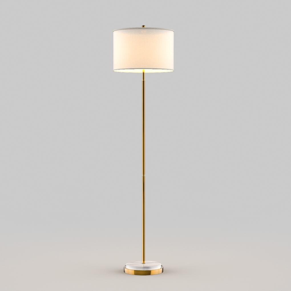 Modern Tall Brass Floor Lamp with Shelves