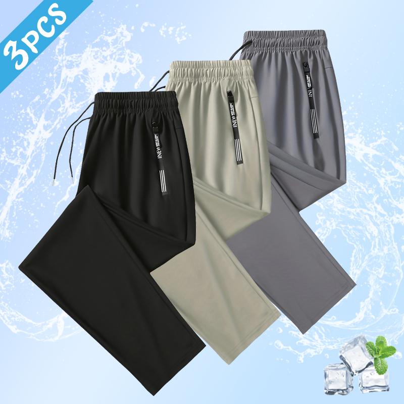 Men's Simple & Stylish Casual Pants - Drawstring Waistband, Zippered Pockets
