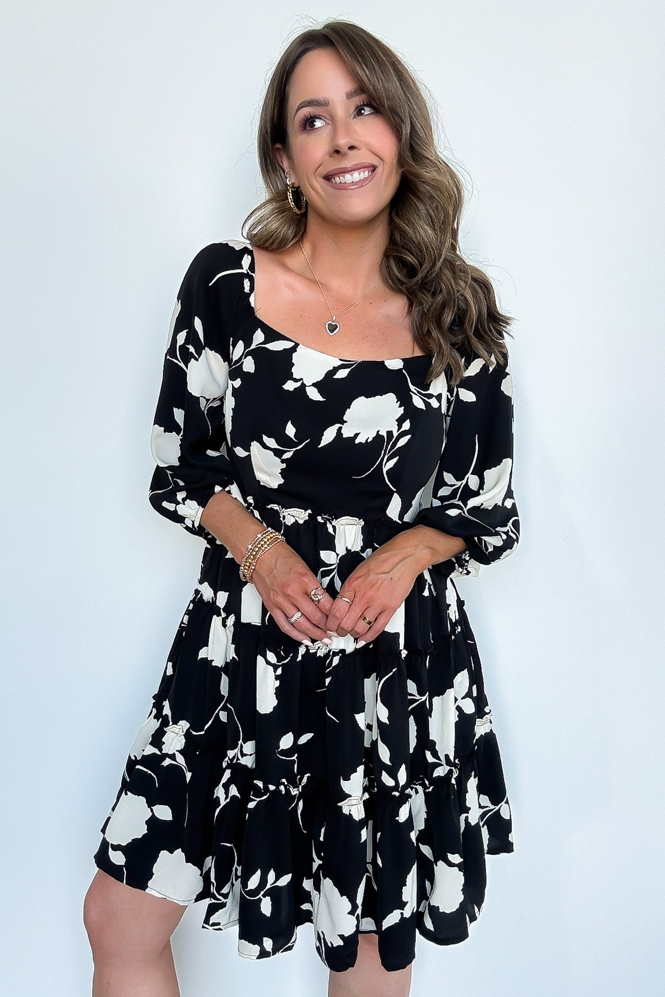 Gaelle Floral Square Neck Dress