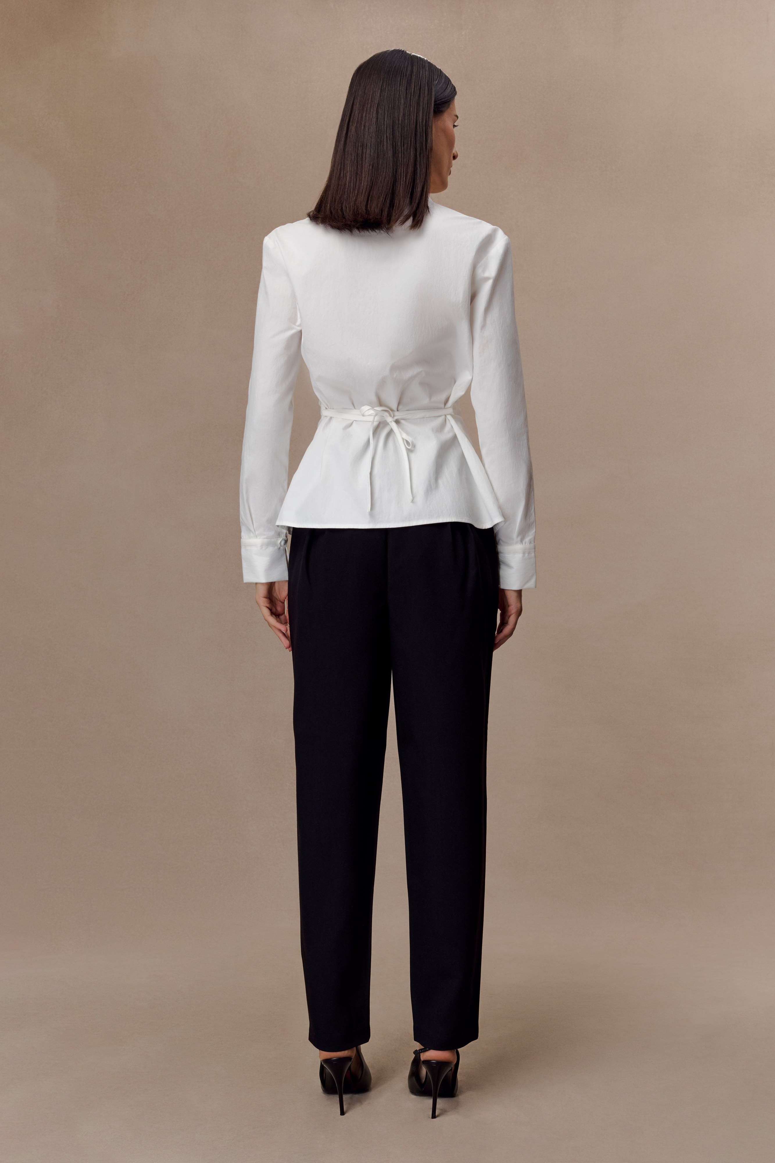 Black Barrel Leg Suiting Pants