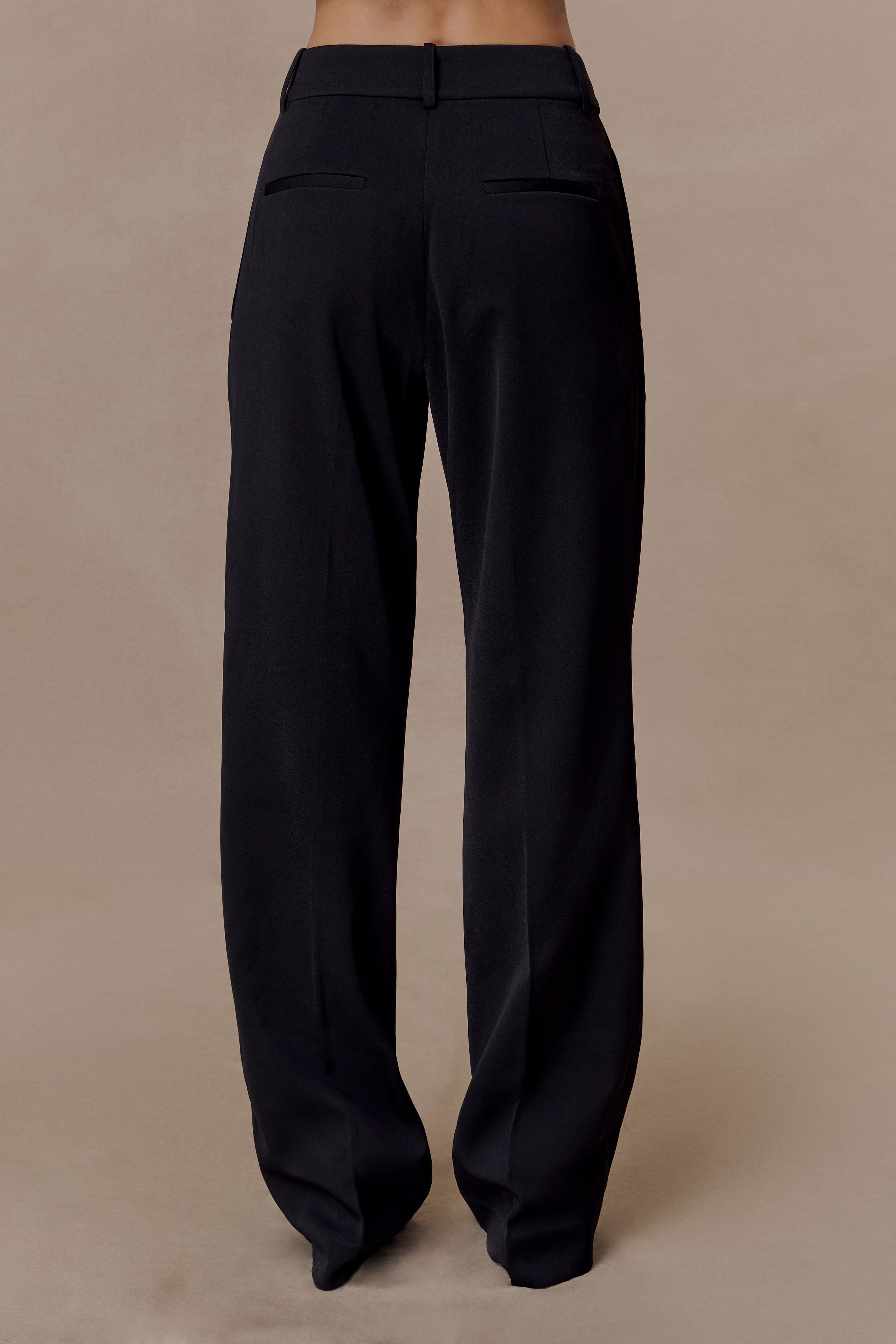 Black Satin Straight Leg Pant