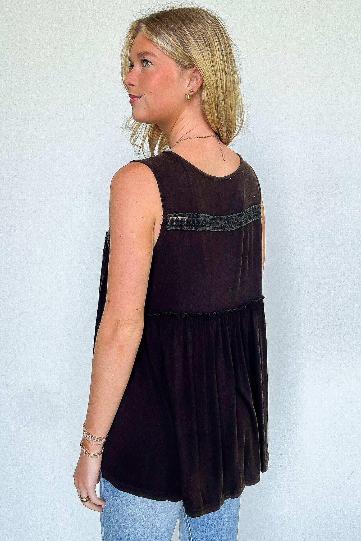 Crochet V-Neck Ruffle Tank Top