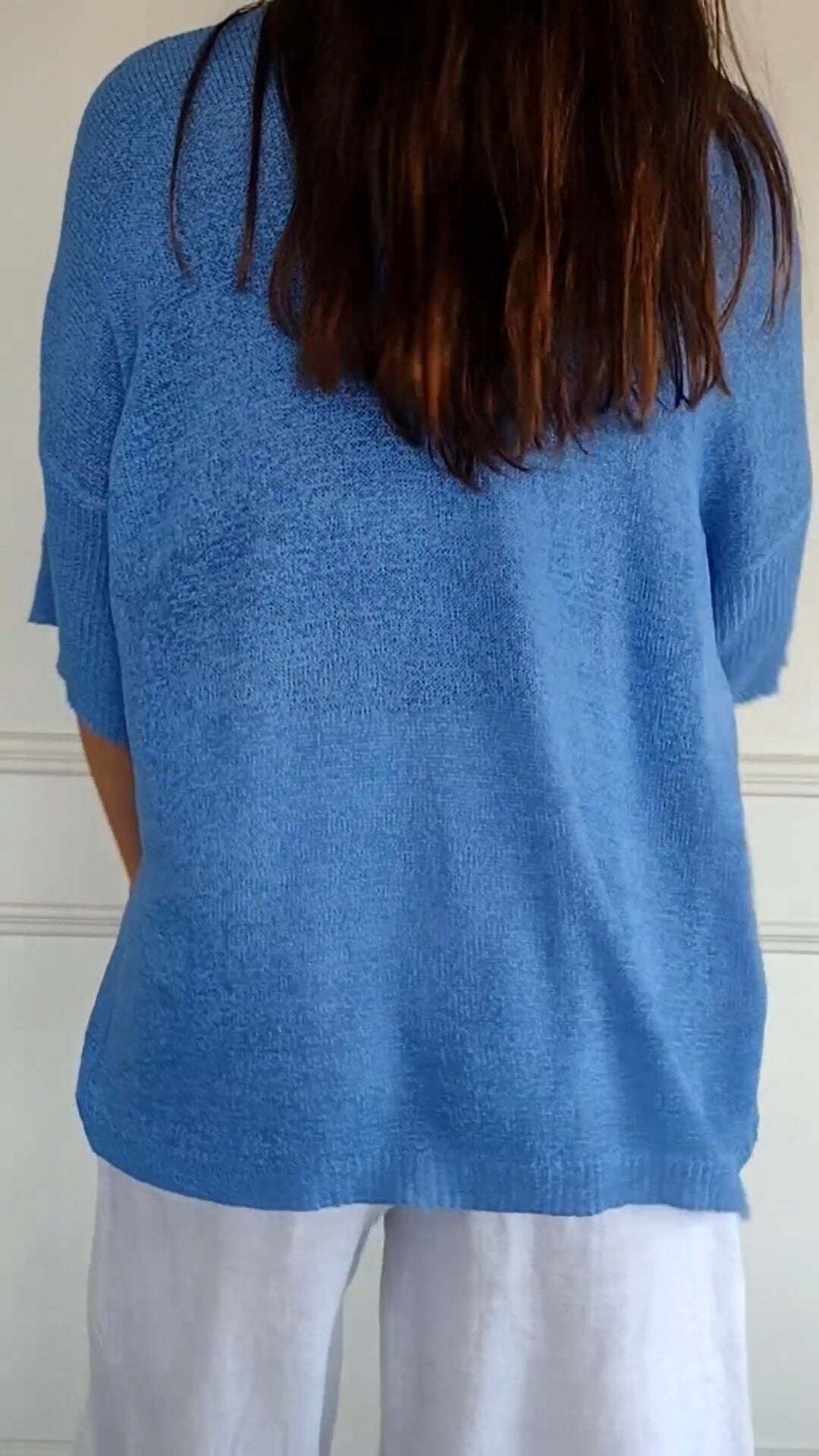 Solid Color Knitted V-neck Top(The first 50 customers will receive a $15 reward upon delivery)