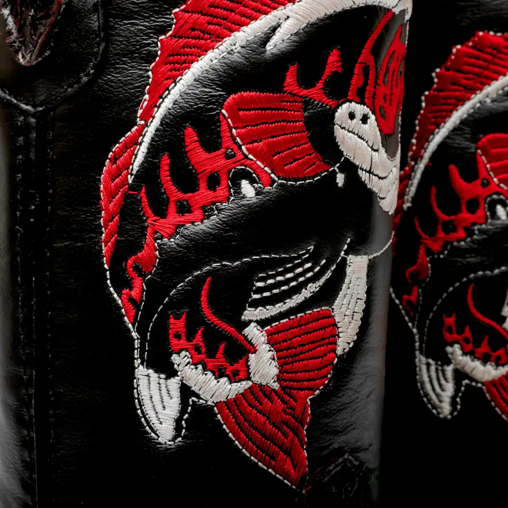 Black Cherry Pirarucu Leather Boots - Square Toe