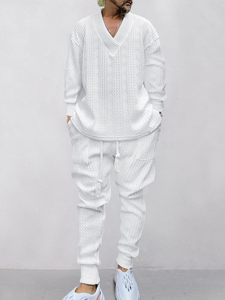 Man's Athleisure Cable Jacquard Set
