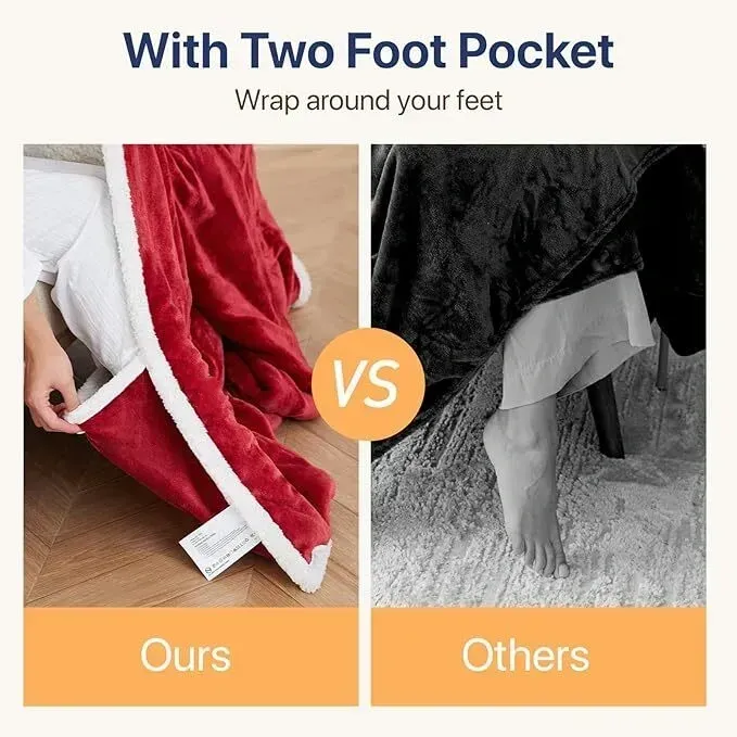 ❄️Wearable Luxury Sheepskin Blanket, Unisex Bathrobe & with Sleeves and Foot Bags🎄