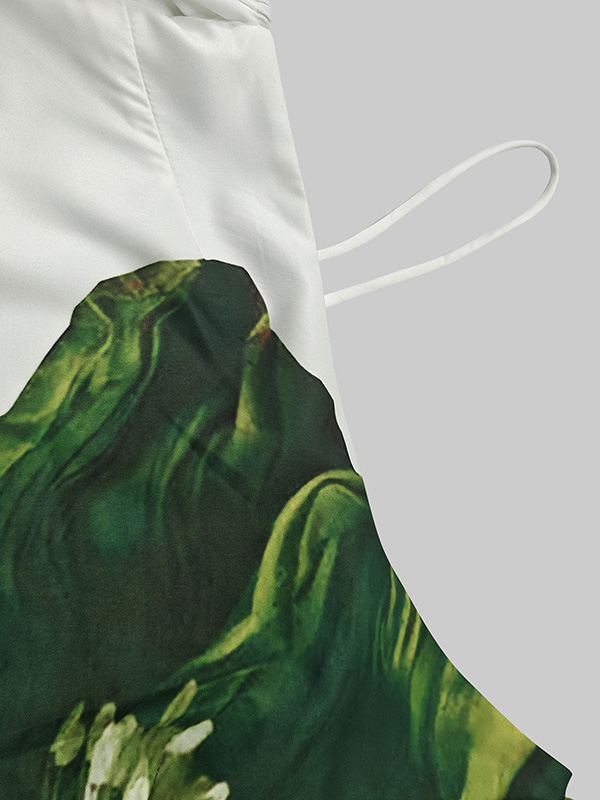 A-Line Loose Elasticity Flower Print One-Shoulder Maxi Dresses