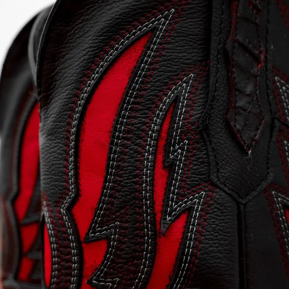 Black Cherry Caiman Hornback Leather Boots - Square Toe