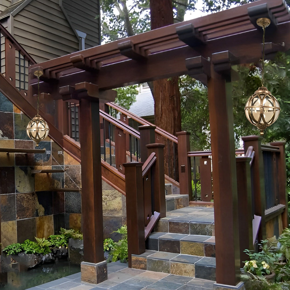 Waterproof Aluminum Glass Ball European-style Outdoor Chandelier Light