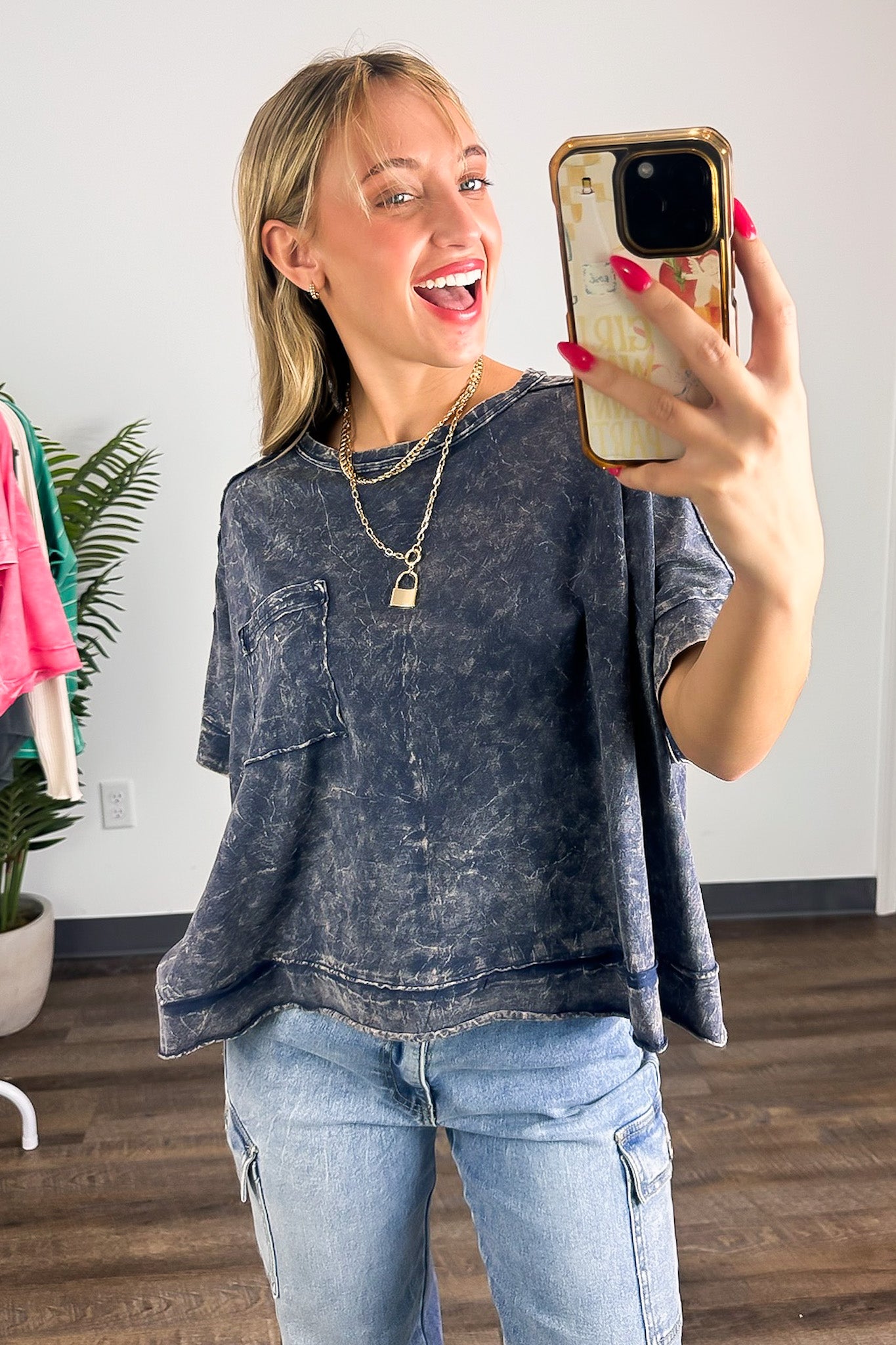 Vivid Aura Mineral Wash Oversized Tee