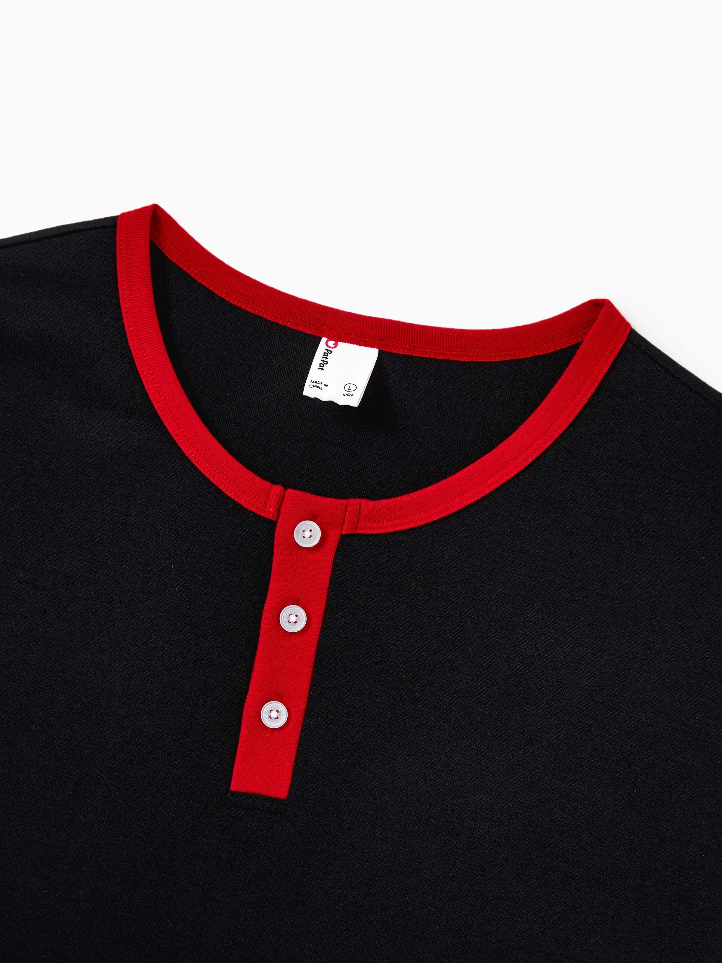 Christmas Matching Family Pajamas Set Snowman and Christmas Tree Print Black PJS with Christmas Socks Black