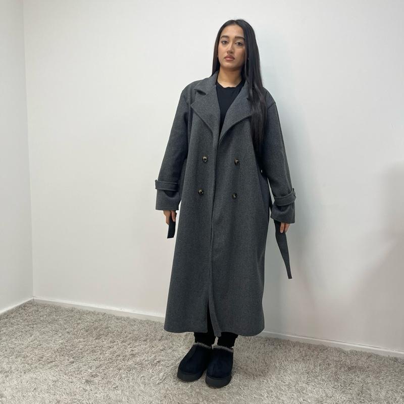 Womens Trench Belted Buttoned Coat