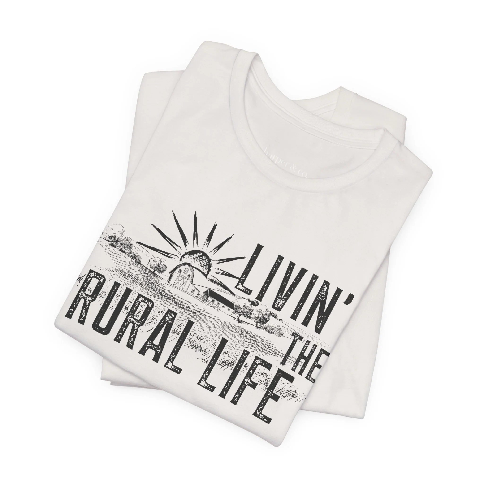 Living the Rural Life (black graphic) Bella Canvas Unisex Jersey T-Shirt - Multiple Colors