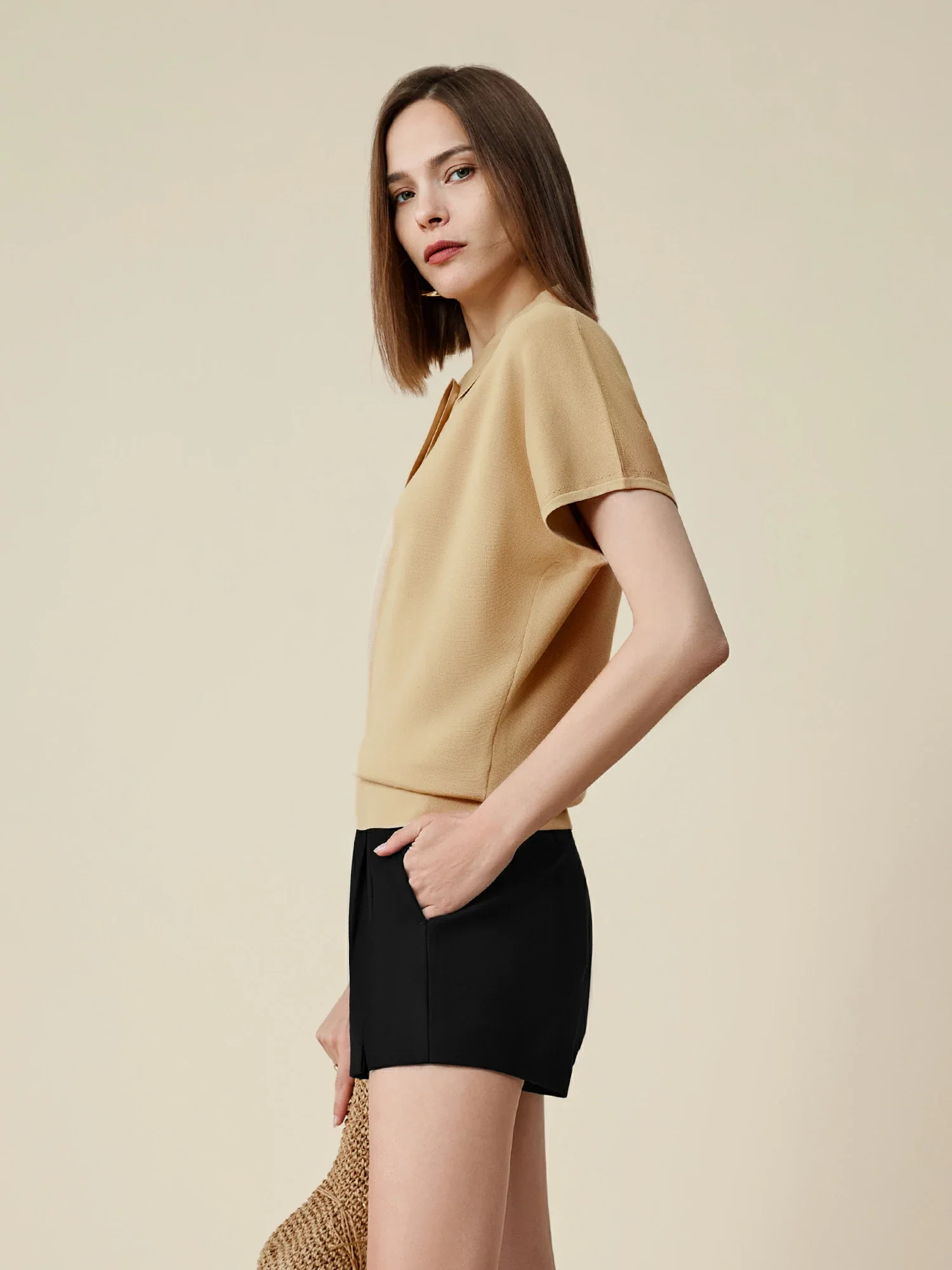 Polo Neck Short Sleeve Knit Shirt