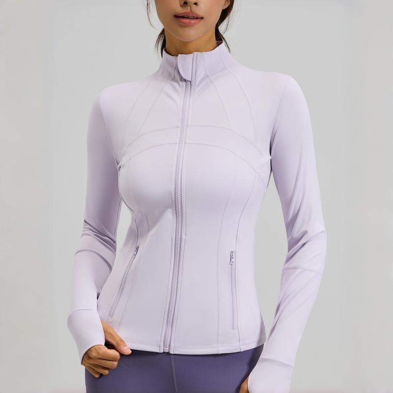Women’s Soft Blue Full Zip Athletic Jacket – Slim Fit Activewear