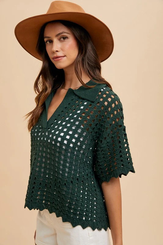 Wear Openwork Johnny Collar Knit Cover Up