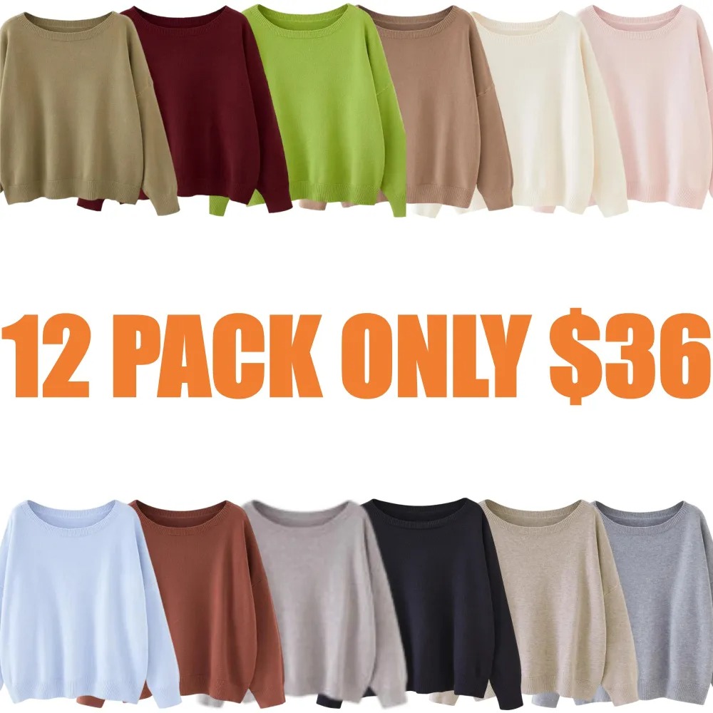 Women's Plain Scoop Neck Sweater, Casual Drop Shoulder Long Sleeve Jumper, Women Fall & Winter Knit Top