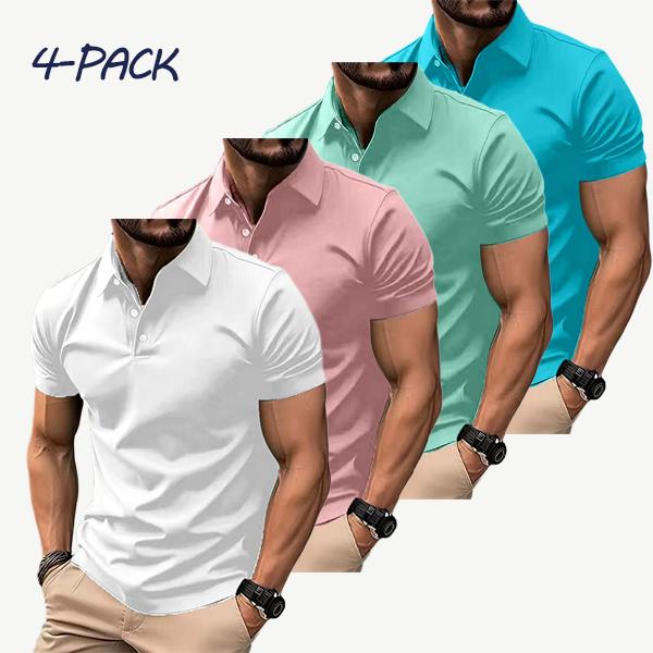 Men's 4-Pack Multi-Color Polos | Short Sleeve, Slim Fit | Casual & Business Wear
