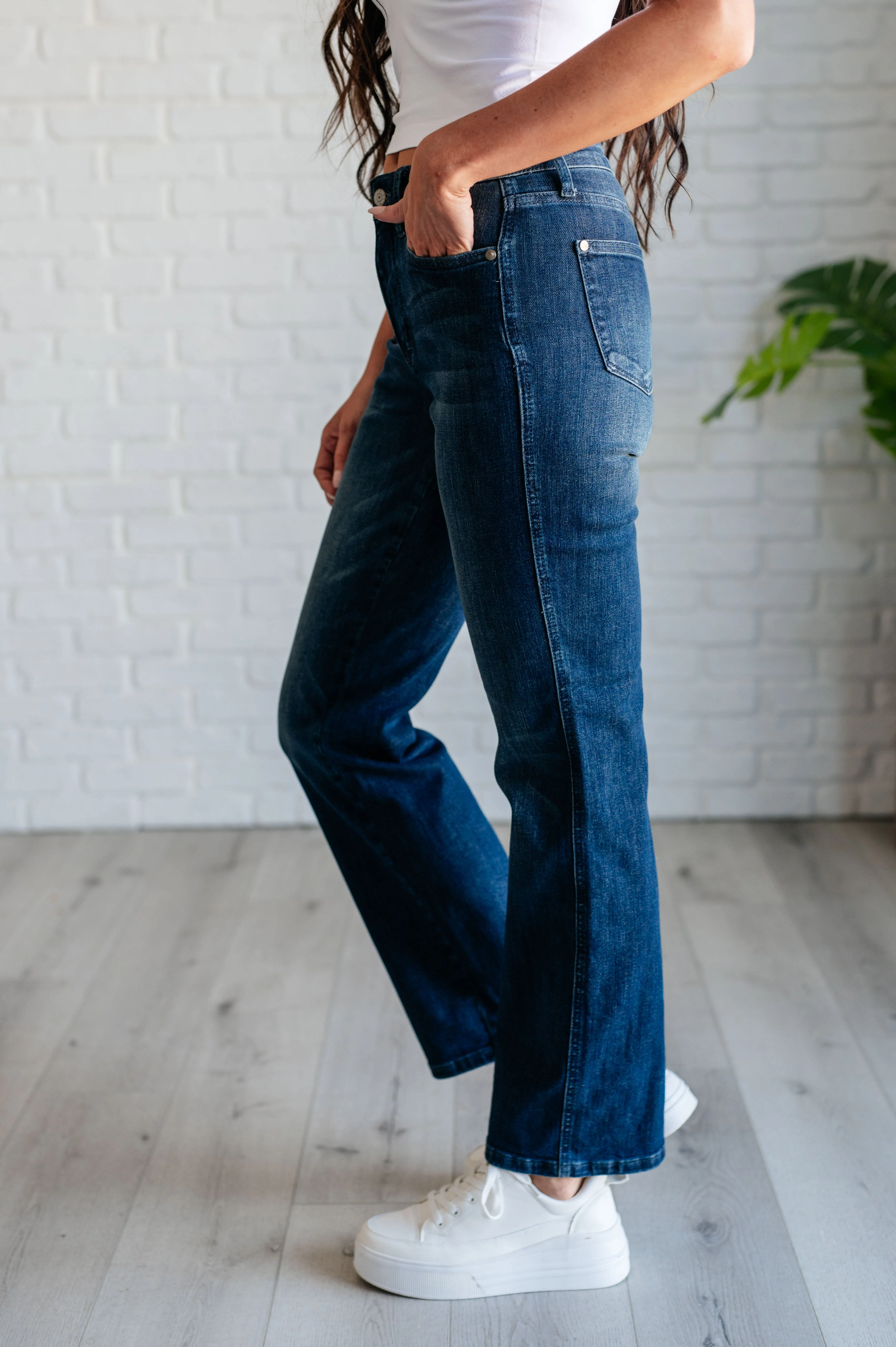 Mid Rise Control Top Classic Straight Jeans