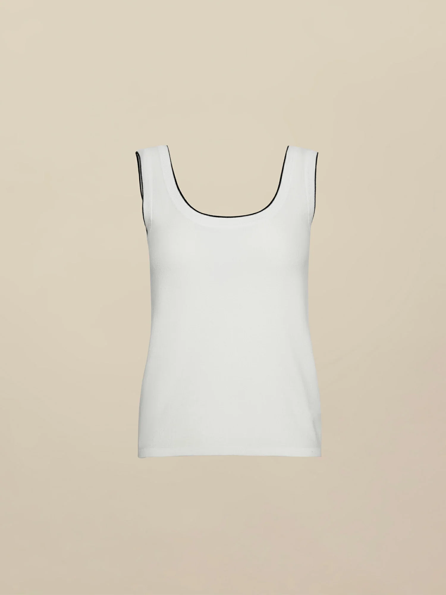 Cotton & Linen U-Neck Contrast Trim Vest
