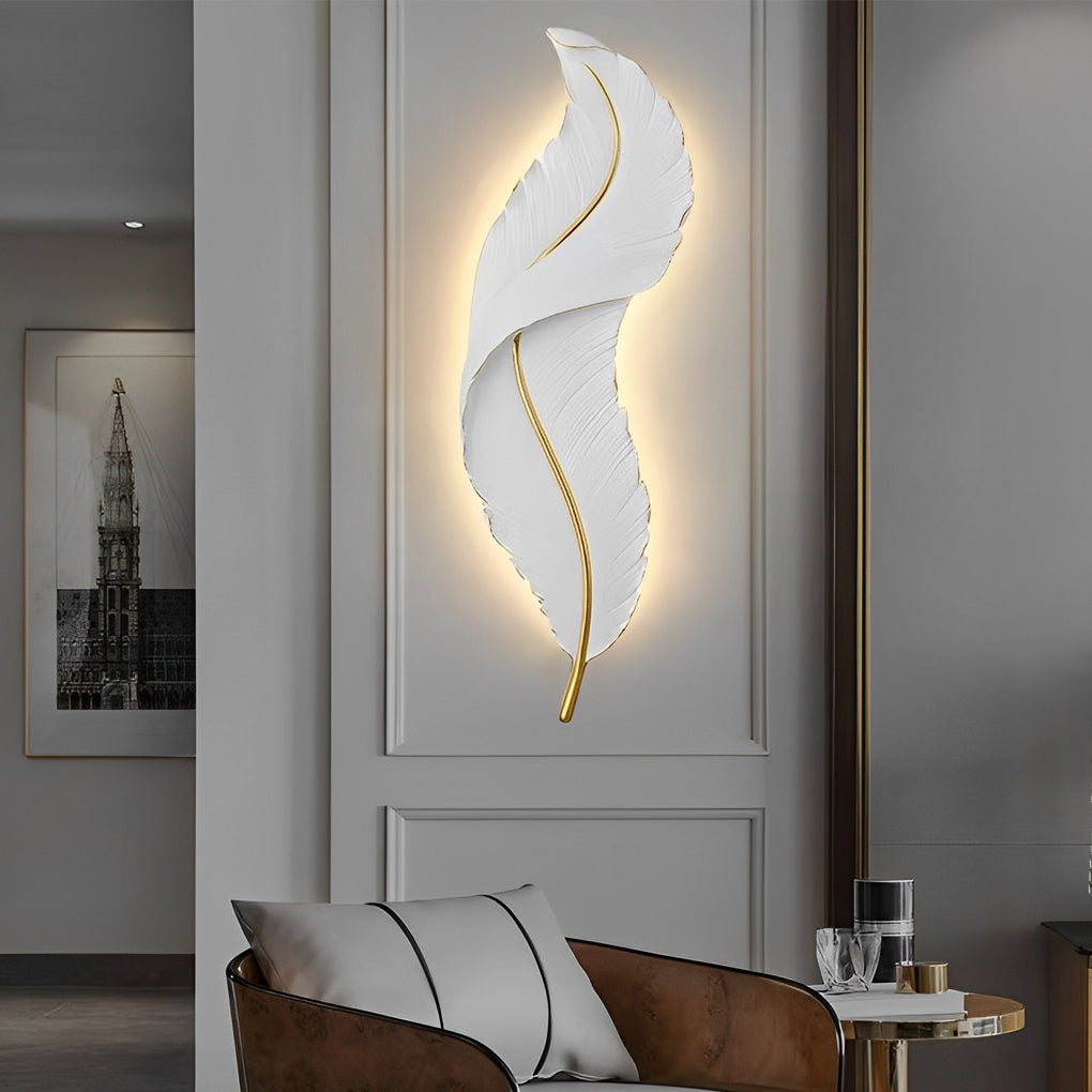 Creative Feathers LED White Luxury Modern Wall Lamp Wall Sconce Lighting