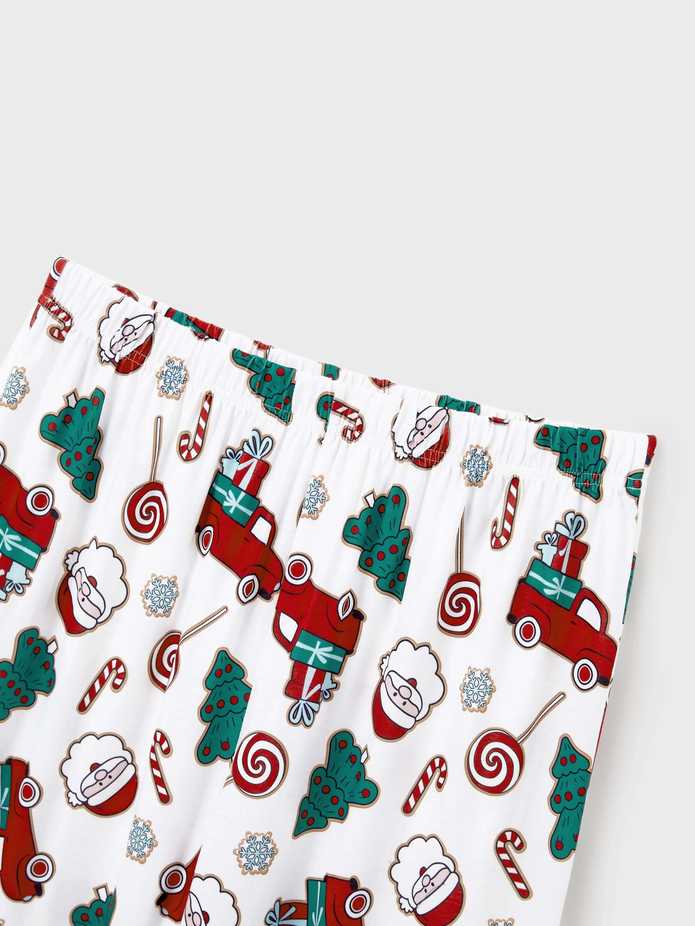 Christmas Matching Family Pajamas Set Santa Claus and Christmas Tree Print White PJS with Christmas Socks White
