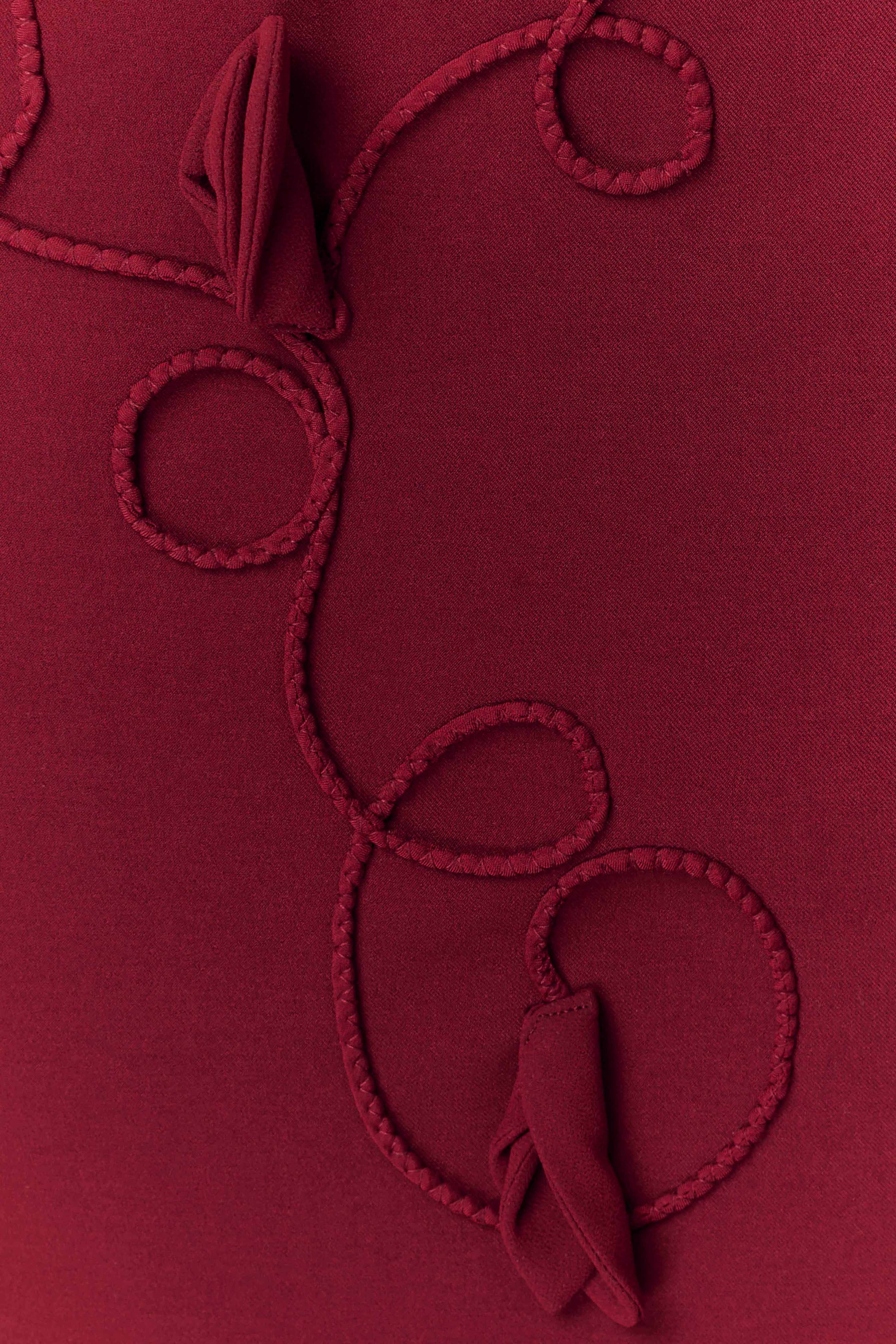 Wine Suiting Embroidered Mini Dress