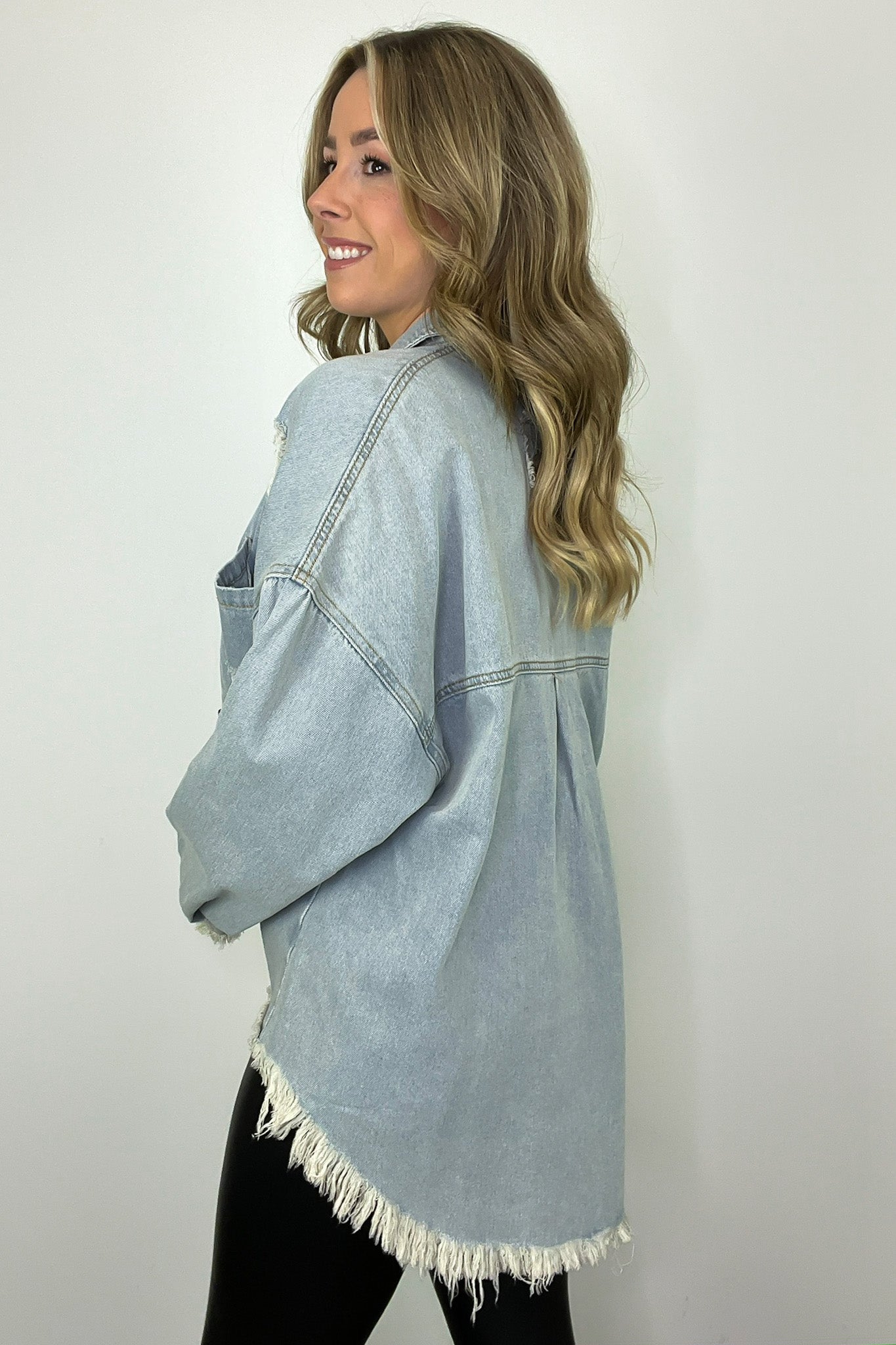 Oversized Distressed Denim Jacket