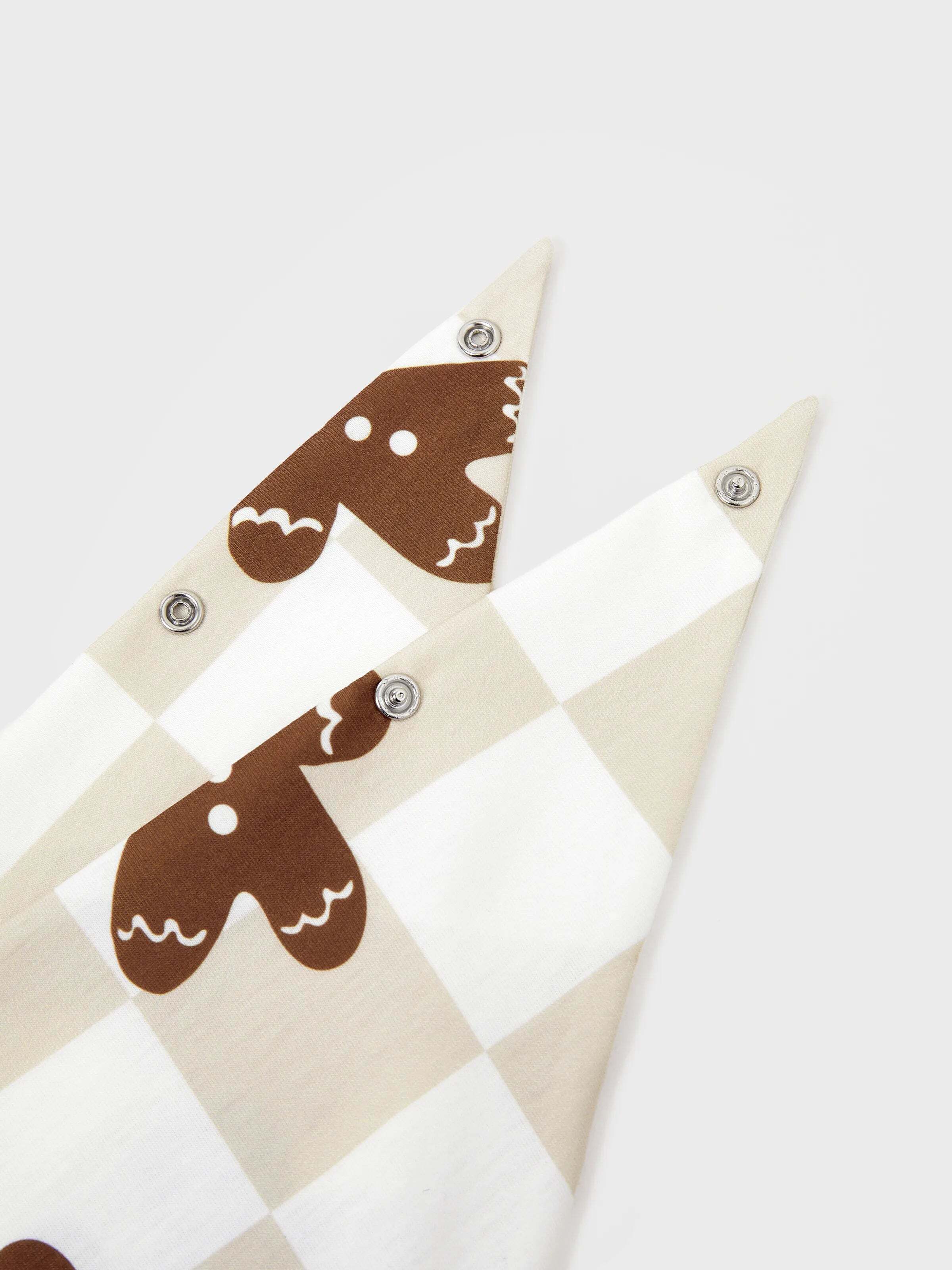 Christmas Matching Family Pajamas Set Block checkered Gingerbread Print PJS with Christmas Socks Khaki