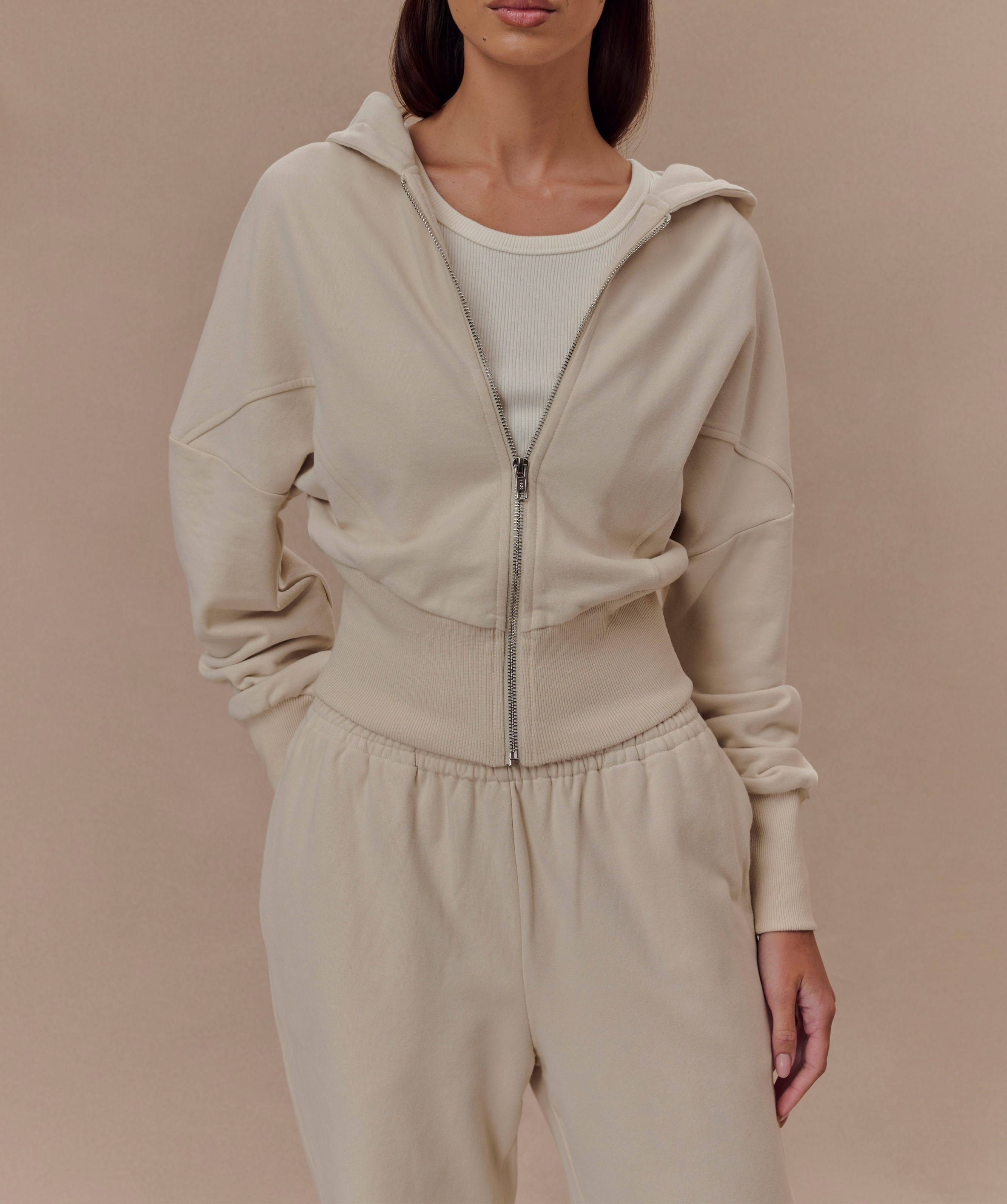 Stone Zip Front Hoodie