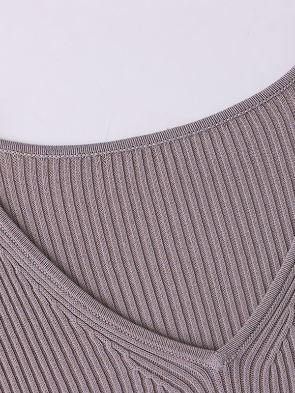 Solid Color Short Sleeves Skinny V-Neck T-Shirts